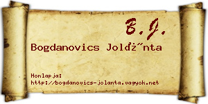 Bogdanovics Jolánta névjegykártya